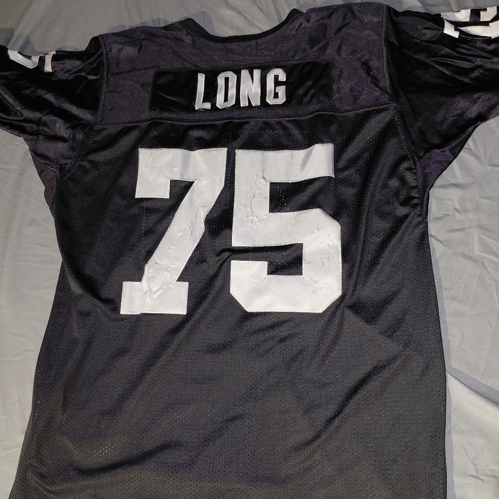 Raiders Black Football Jersey with 'LONG' and 75